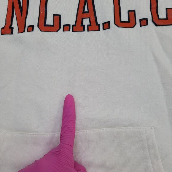 Vintage 80s Champion Hoodie Womens XL 22x24 White NCACC USA - Picture 8 of 16